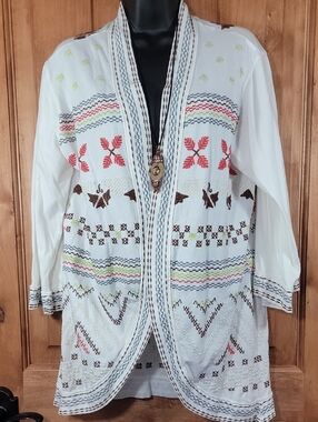 Johnny Was Embroidered Cotton Kimono